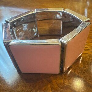 Stretchable Pink Oversized Statement Bracelet, 1 inch width